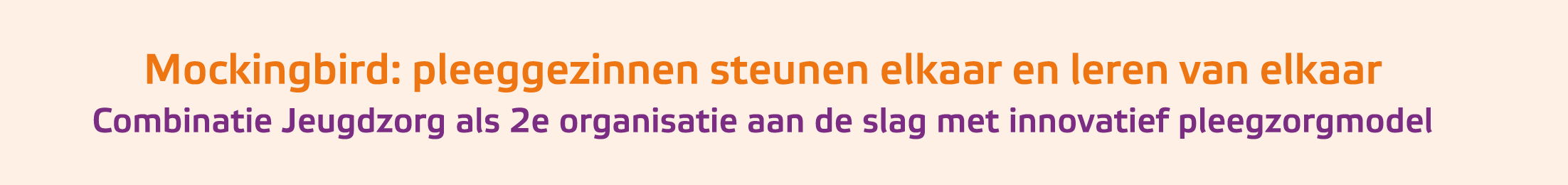 Mockingbird: pleeggezinnen steunen elkaar en leren van elkaar Combinatie Jeugdzorg als 2e organisatie aan de slag me...