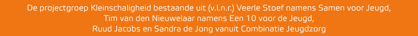 De projectgroep Kleinschaligheid bestaande uit (v.l.n.r.) Veerle Stoef namens Samen voor Jeugd, Tim van den Nieuwelaa...